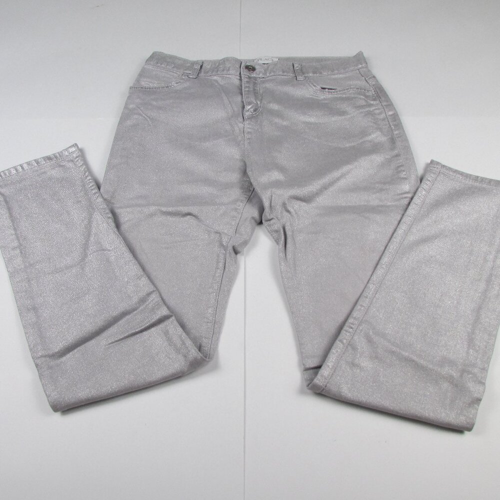 The Children's Place Silver Stretch Jeans Girl's Size 16 Cute Sparkle Shimmer